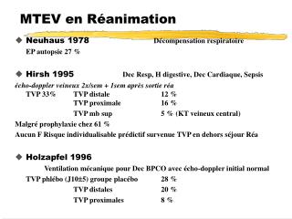 MTEV en Réanimation