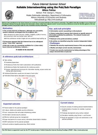 Reliable Internetworking using the Pub/Sub Paradigm Nikos Fotiou Advisor: Prof. George C. Polyzos