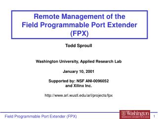 Remote Management of the Field Programmable Port Extender (FPX)