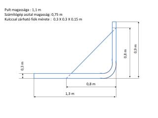 Pult magassága : 1, 1 m Számítógép asztal magasság: 0,75 m