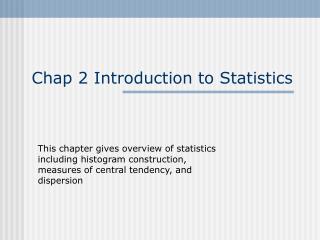 Chap 2 Introduction to Statistics