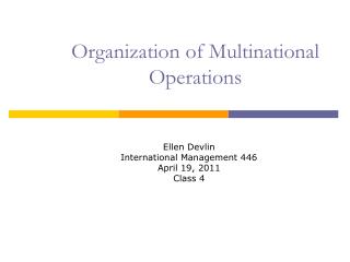Organization of Multinational Operations