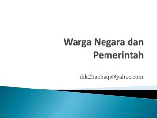 Warga Negara dan Pemerintah
