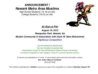 At Eid-ul-Fitr August 19, 2012 Weequahic Park, Newark, NJ
