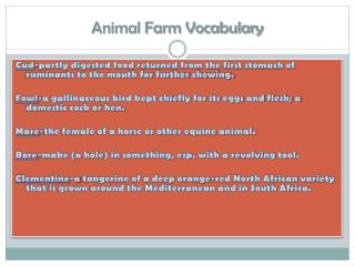 Animal Farm Vocabulary