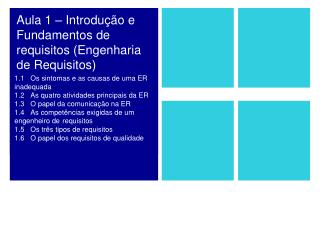 Aula 1 – Introdução e Fundamentos de requisitos (Engenharia de Requisitos)