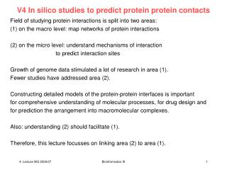 V4 In silico studies to predict protein protein contacts