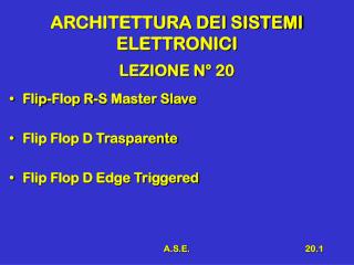 ARCHITETTURA DEI SISTEMI ELETTRONICI