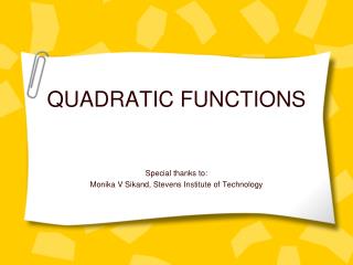 QUADRATIC FUNCTIONS