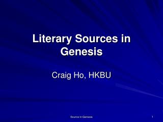 Literary Sources in Genesis