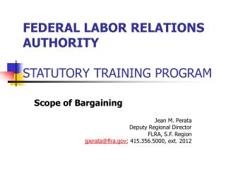 FEDERAL LABOR RELATIONS AUTHORITY STATUTORY TRAINING PROGRAM