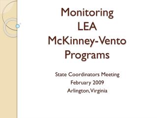 Monitoring LEA McKinney-Vento Programs