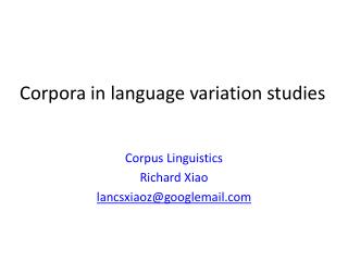 Corpora in language variation studies