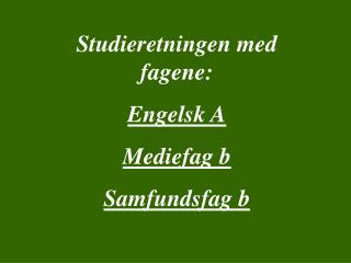 Studieretningen med fagene: Engelsk A Mediefag b Samfundsfag b