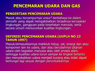 PENCEMARAN UDARA DAN GAS