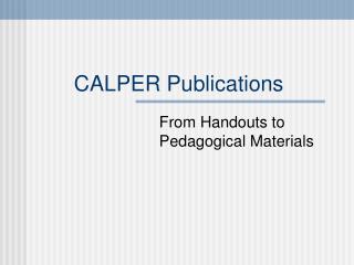 CALPER Publications