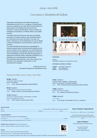 Março – Maio 2008 Conventos e Mosteiros de Lisboa
