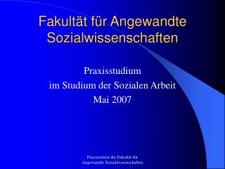 Fakultät für Angewandte Sozialwissenschaften