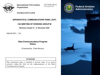 AERONAUTICAL COMMUNICATIONS PANEL (ACP) 13th MEETING OF WORKING GROUP M