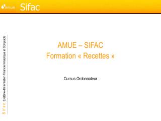 AMUE – SIFAC Formation « Recettes »