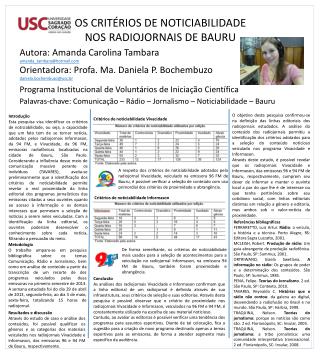 OS CRITÉRIOS DE NOTICIABILIDADE NOS RADIOJORNAIS DE BAURU