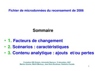 Fichier de microdonnées du recensement de 2006