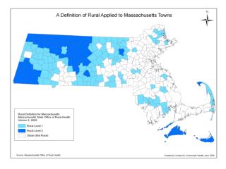 Rural map of MA and NE states