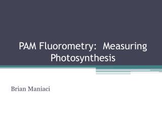 PAM Fluorometry: Measuring Photosynthesis