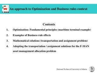 An approach to Optimization and Business rules context