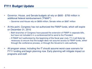 FY11 Budget Update