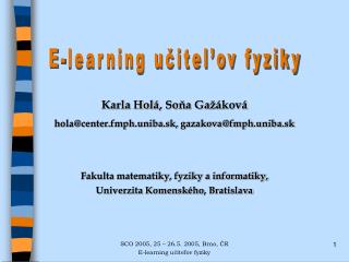 E-learning učitel’ov fyziky