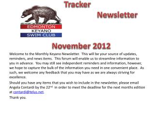 Bear Tracker 											Newsletter			 					November 2012