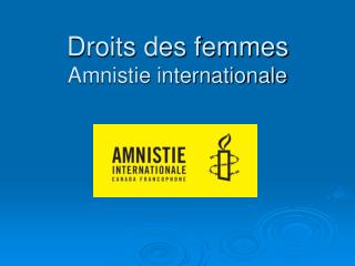 Droits des femmes 	Amnistie internationale