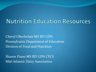 Nutrition Education Resources