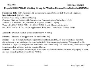 Project: IEEE P802.15 Working Group for Wireless Personal Area Networks (WPANs)