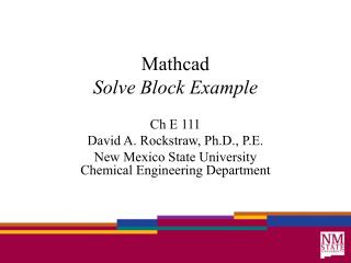Mathcad Solve Block Example