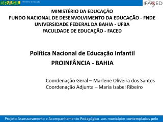 Política Nacional de Educação Infantil PROINFÂNCIA - BAHIA