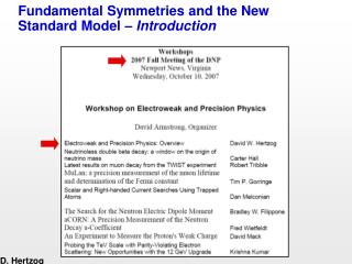 Fundamental Symmetries and the New Standard Model – Introduction