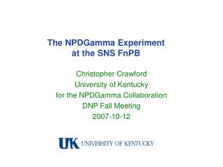 The NPDGamma Experiment at the SNS FnPB