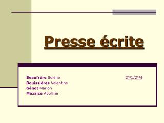 Presse écrite