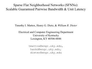 Sparse Flat Neighborhood Networks (SFNNs): Scalable Guaranteed Pairwise Bandwidth &amp; Unit Latency