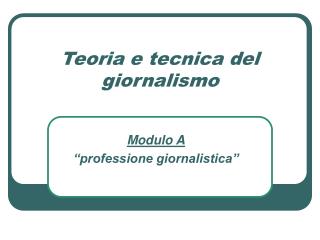 Teoria e tecnica del giornalismo