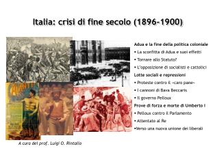Italia: crisi di fine secolo (1896-1900)