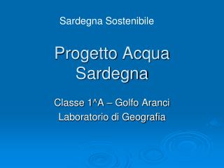 Progetto Acqua Sardegna