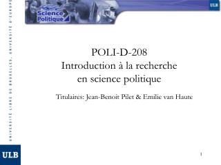 POLI-D-208 Introduction à la recherche en science politique