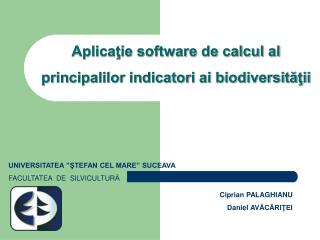 Aplicaţie software de calcul al principalilor indicatori ai biodiversităţii