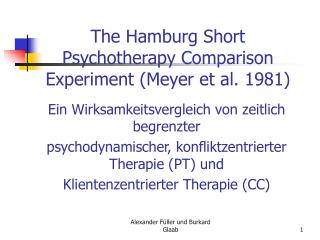 The Hamburg Short Psychotherapy Comparison Experiment (Meyer et al. 1981)