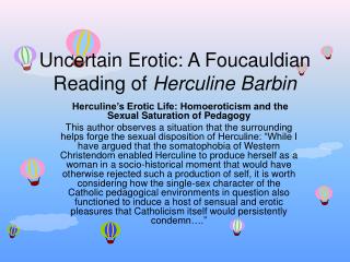 Uncertain Erotic: A Foucauldian Reading of Herculine Barbin