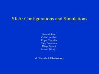 SKA: Configurations and Simulations