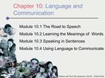 Chapter 10: Language and Communication